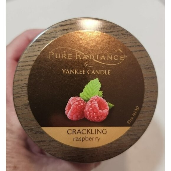 Yankee Candle Woodwick Crackling Lumiwick Raspberry Large Jar 22 Oz New - Picture 3 of 10